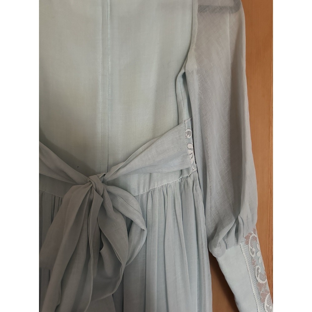 Vintage Gunne Sax Blue Dress 7 Cottage Lace Corset Lace Prairie - Picture 6 of 6